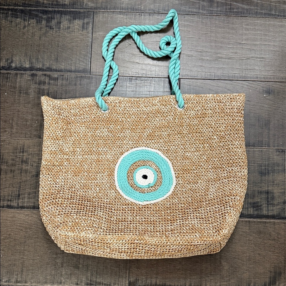 Xtra large Stylish Tan and Teal Tote Bag